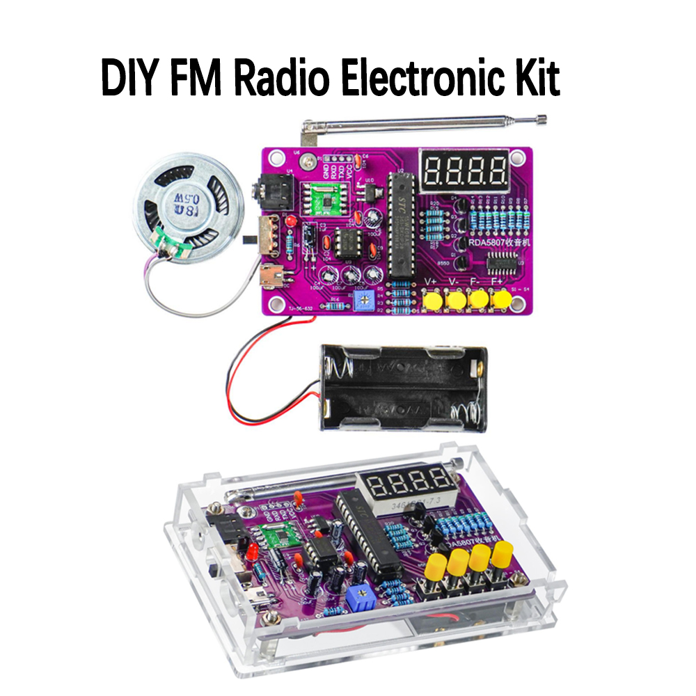 Diy Electronics Projects - DIY FM ラジオ電子キット 87-108MHz 調整可能な周波数デジタルディスプレイはんだ付けプロジェクト練習用はんだ RDA5807S