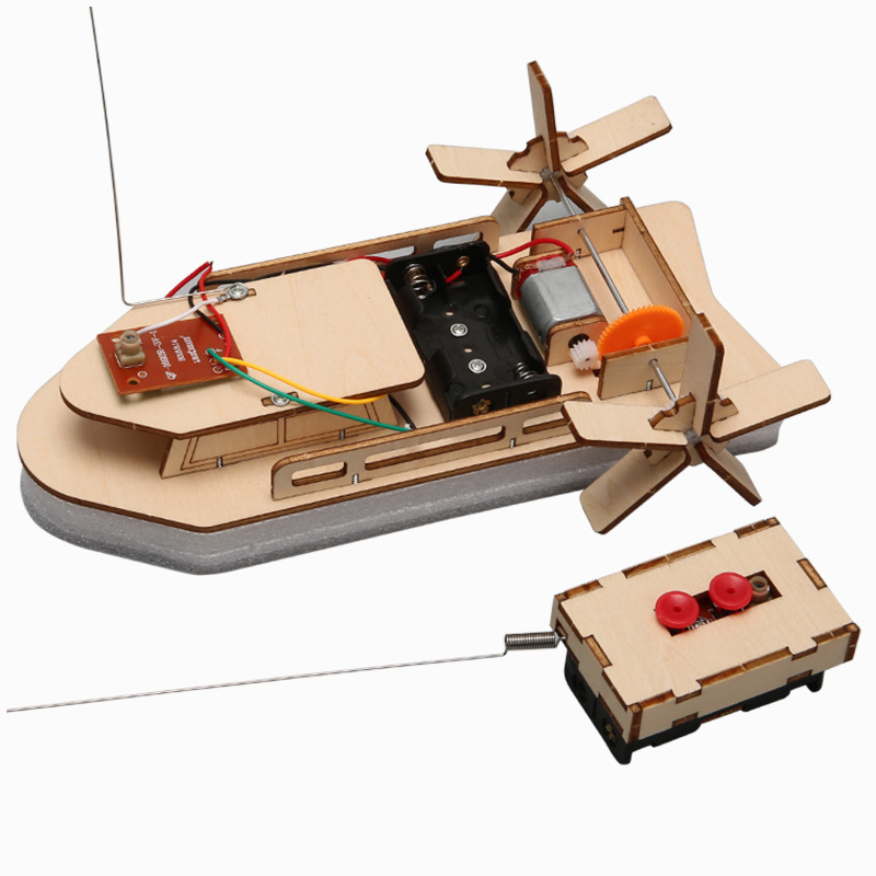 Diy Boat Electronics - 子供のためのリモコン付き木製rcボート,手作りのビルディングキット,教育用実験パズル,DIYおもちゃ