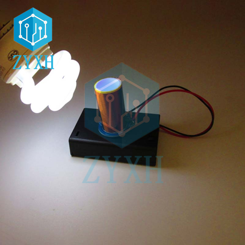 Diy Electronics Kits - ミニテスラコイル,DC 4.5v,パワーバッテリーボックス付きアークなし照明,学生実験用