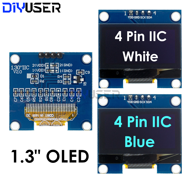 I2C Lcd Display - DIYUSER 1.3インチ IIC OLED ディスプレイモジュール ホワイトブルーカラー