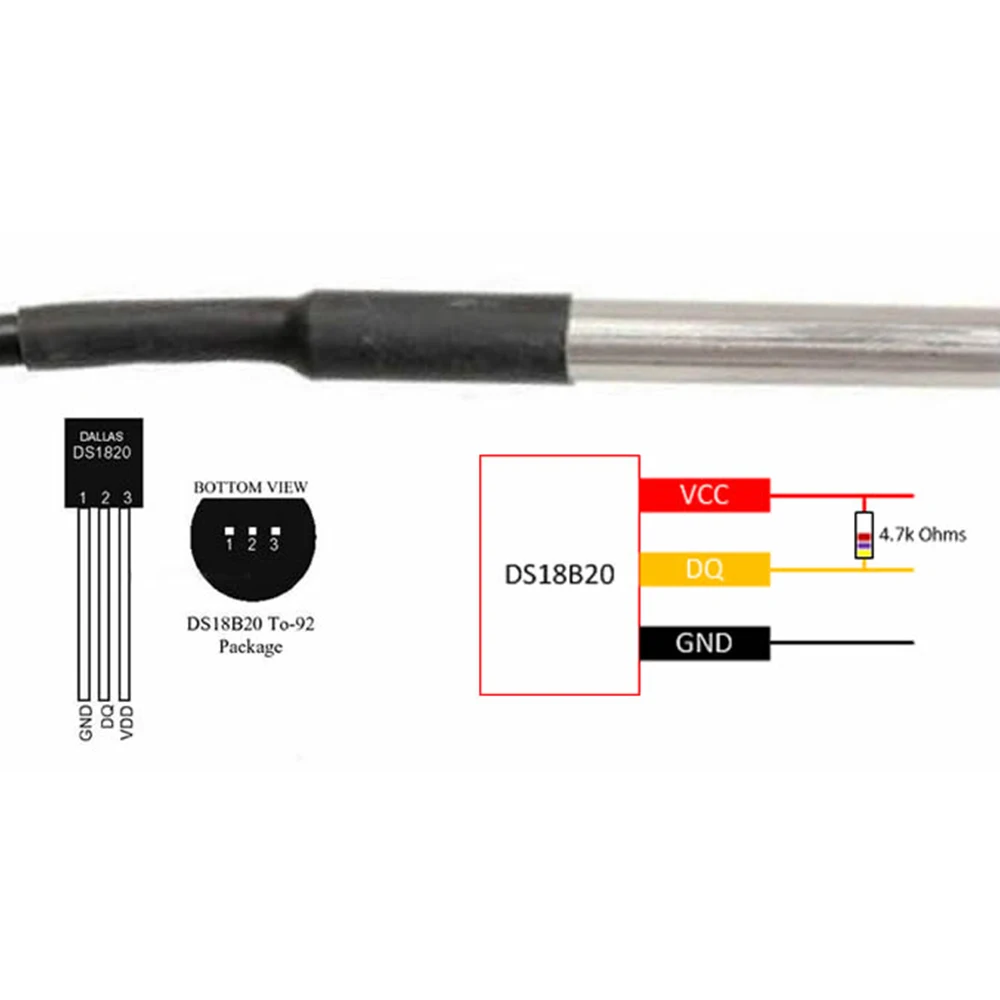 DS18B20 温度プローブ 1 メートル 2 メートル 3 - Ds18B20 Temperature Sensor のレビューと価格
