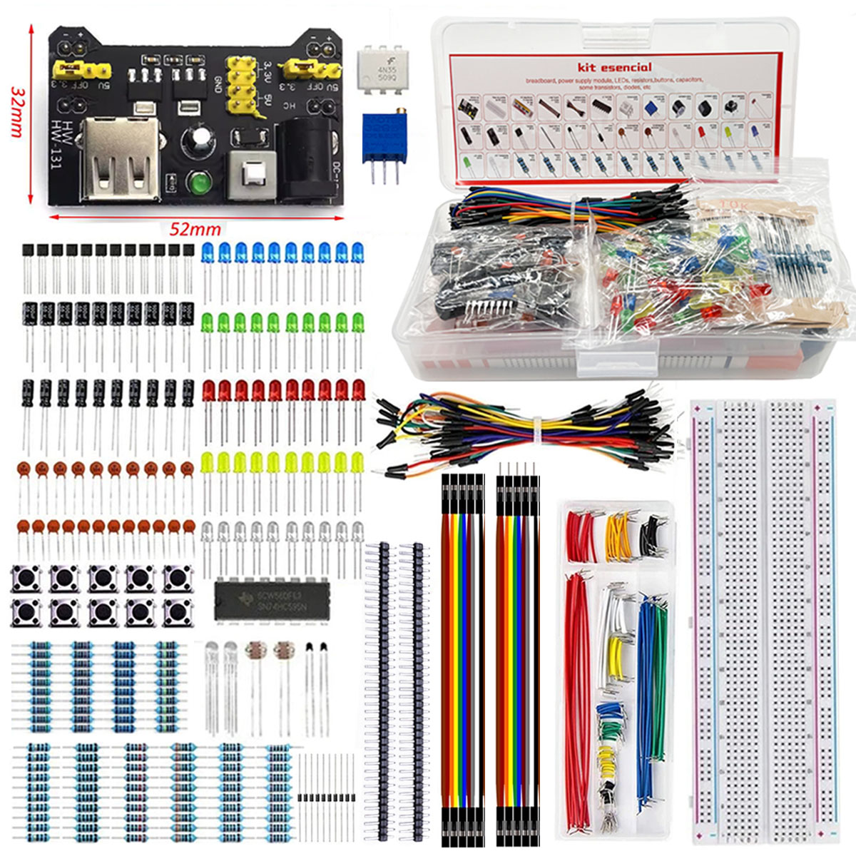 ブレッドボード 830ポイント DIY電子部品アソートキット - Diy Electronics Components Kit のレビューと価格